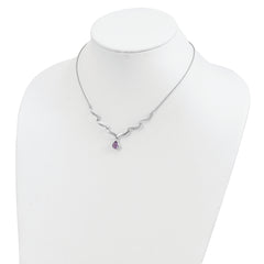 Sterling Silver Amethyst & Topaz Necklace with Polished Rhodium Finish