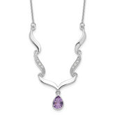 Sterling Silver Rhodium-plated w/Amethyst & White Topaz w/2in. ext. Necklac