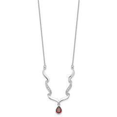 Sophia Jewelers Sterling Silver Garnet & Topaz Necklace with Polished Rhodium Finish