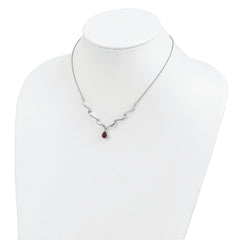 Sophia Jewelers Sterling Silver Garnet & Topaz Necklace with Polished Rhodium Finish