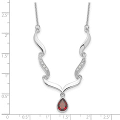 Sophia Jewelers Sterling Silver Garnet & Topaz Necklace with Polished Rhodium Finish