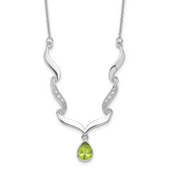 Sterling Silver RH Plated Peridot and White Topaz with 2in. Ext Necklace