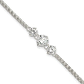Sterling Silver CZ 7.5in 3-stone Bracelet
