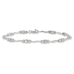 Stering Silver Rhodium-plated Polished Tanzanite 7.5 inch Bracelet