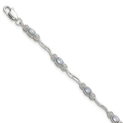 Stering Silver Rhodium-plated Polished Tanzanite 7.5 inch Bracelet
