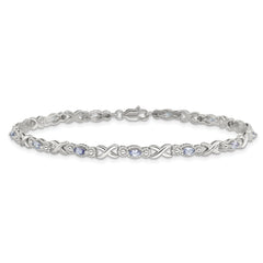 Sterling Silver Rhodium-plated Polished Tanzanite Xs 7.5 inch Bracelet