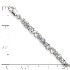 Sterling Silver Rhodium-plated Polished Tanzanite Xs 7.5 inch Bracelet