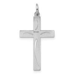 Sterling Silver Rhodium-plated Laser Designed Cross Pendant