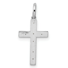 Sterling Silver Rhodium-plated Laser Designed Cross Pendant