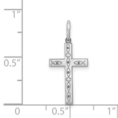 Sterling Silver Rhodium-plated Laser Designed Cross Pendant
