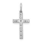 Sterling Silver Rhodium-plated Laser Designed Cross Pendant