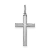 Sterling Silver Rhodium-plated Laser Designed Cross Charm