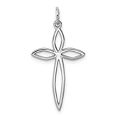 Sterling Silver Rhodium-plated Laser Designed Cross Pendant