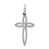 Sterling Silver Rhodium-plated Laser Designed Cross Charm