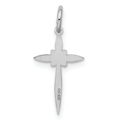 Sterling Silver Rhodium-plated Laser Designed Cross Charm