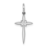 Sterling Silver Rhodium-plated Laser Designed Cross Charm