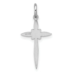 Sterling Silver Rhodium-plated Laser Designed Cross Pendant