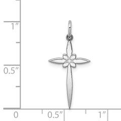 Sterling Silver Rhodium-plated Laser Designed Cross Pendant