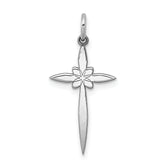 Sterling Silver Rhodium-plated Laser Designed Cross Pendant
