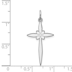 Sterling Silver Rhodium-plated Laser Designed Cross Pendant