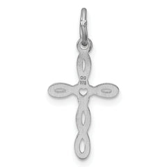 Sterling Silver Rhodium-plated Laser Designed Cross Charm