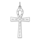 Sterling Silver Rhodium-plated Laser Designed Cross Pendant