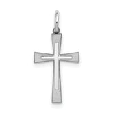 Sterling Silver Rhodium-plated Laser Designed Cross Charm