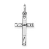 Sterling Silver Rhodium-plated Laser Designed Cross Charm
