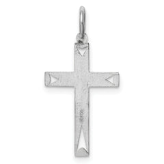Sterling Silver Rhodium-plated Laser Designed Cross Pendant
