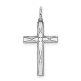 Sterling Silver Rhodium-plated Laser Designed Cross Pendant