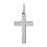 Sterling Silver Rhodium-plated Laser Designed Cross Charm