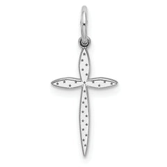 Sterling Silver Rhodium-plated Laser Designed Cross Charm