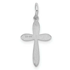 Sterling Silver Rhodium-plated Laser Designed Cross Charm