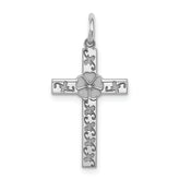 Sterling Silver Rhodium-plated Laser Designed Cross Pendant