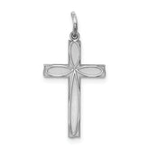 Sterling Silver Rhodium-plated Laser Designed Cross Pendant