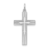 Sterling Silver Rhodium-plated Laser Designed Cross Pendant