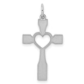Sterling Silver Rhodium-plated Laser Designed Cross Pendant