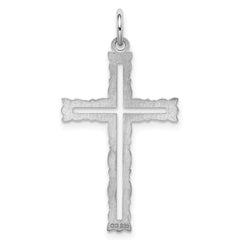 Sterling Silver Rhodium-plated Laser Designed Cross Pendant