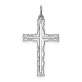 Sterling Silver Rhodium-plated Laser Designed Cross Pendant