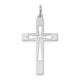 Sterling Silver Rhodium-plated Laser Designed Cross Pendant
