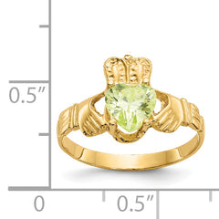 14k August CZ Birthstone Claddagh Ring