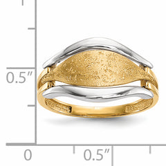 14k Two-tone Polished & Textured Ring