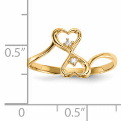 14k CZ Double Heart Ring
