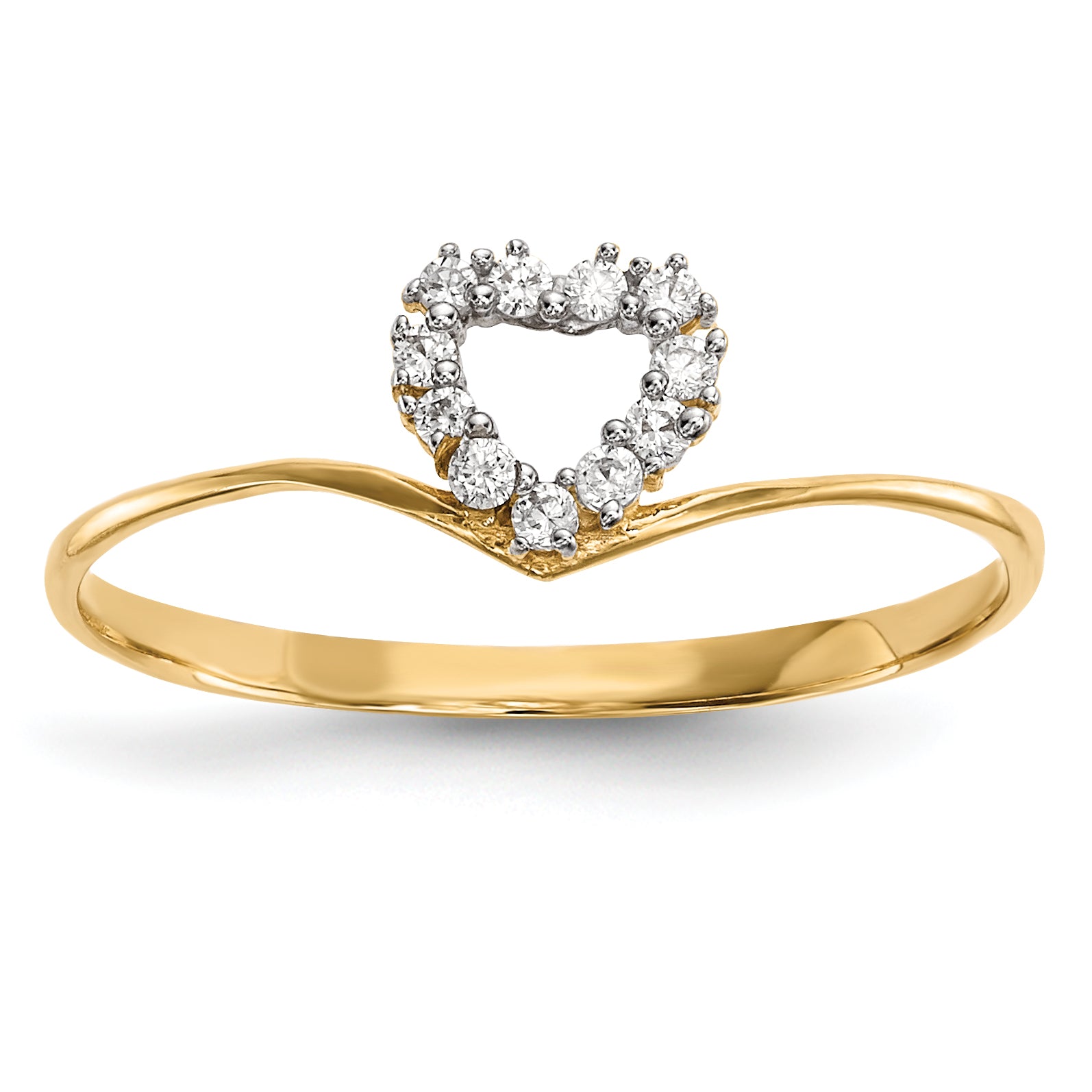 14k CZ Heart Ring