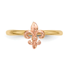 14k Two-tone Polished Fleur de Lis Ring