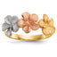 White Three-Plumeria Flowers Ring in 14K Two-Tone Gold, Size 7 - Sophia Jewelers