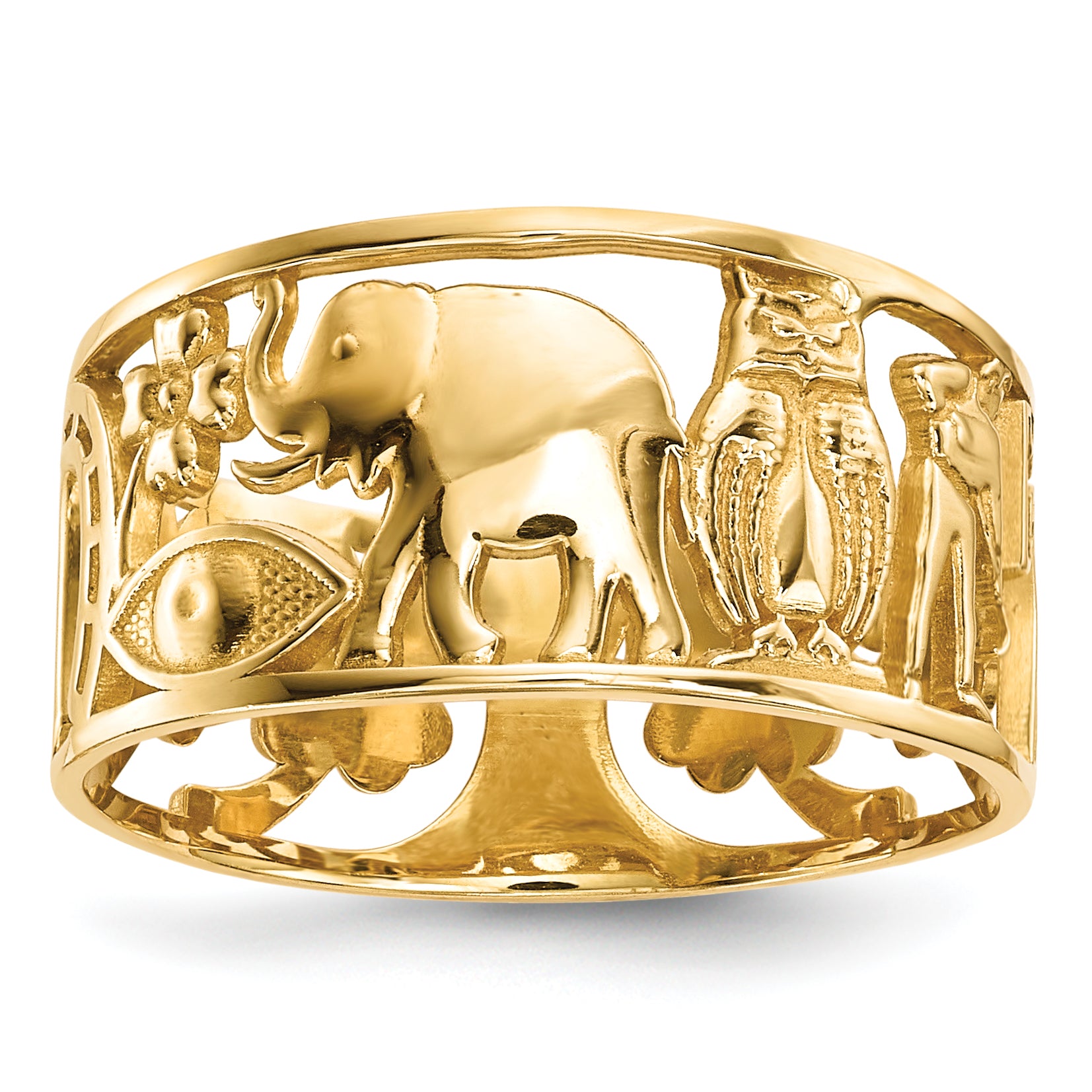 14k Lucky Symbols Cut Out 9mm Band