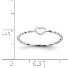 14K White Polished Heart Ring