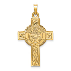 14K Army Insignia Cross Pendant