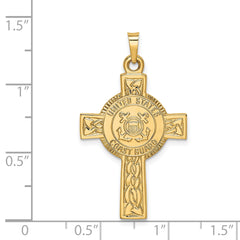 14K Cross With Coast Guard Insignia Pendant